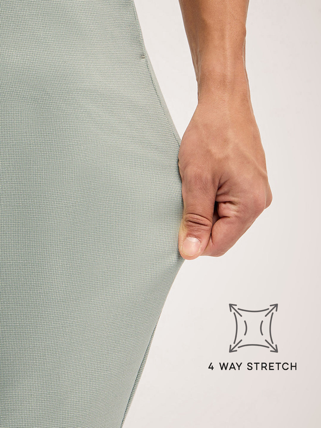 Men Light Green Self Design 4 Way Stretch Formal Trouser