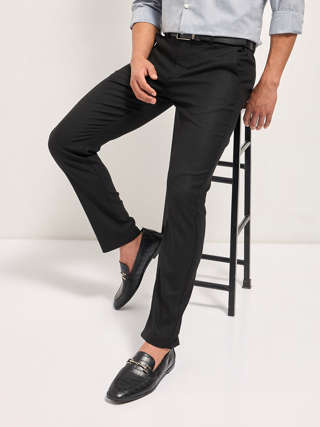 Men Black Slim Fit Formal Trousers