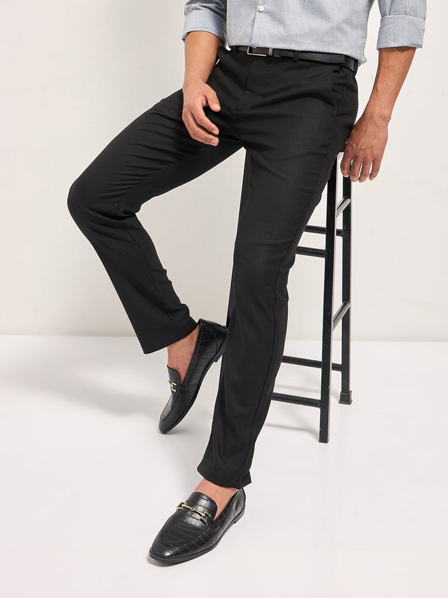 Men Black Slim Fit Formal Trousers