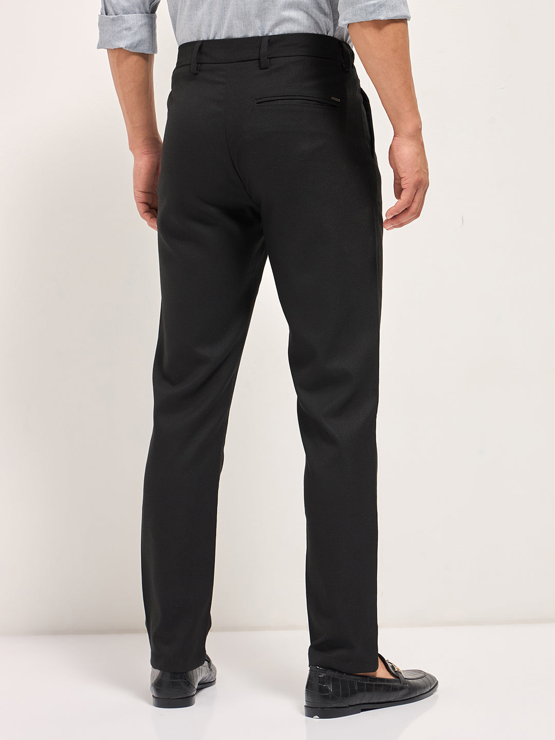 Men Black Slim Fit Formal Trousers