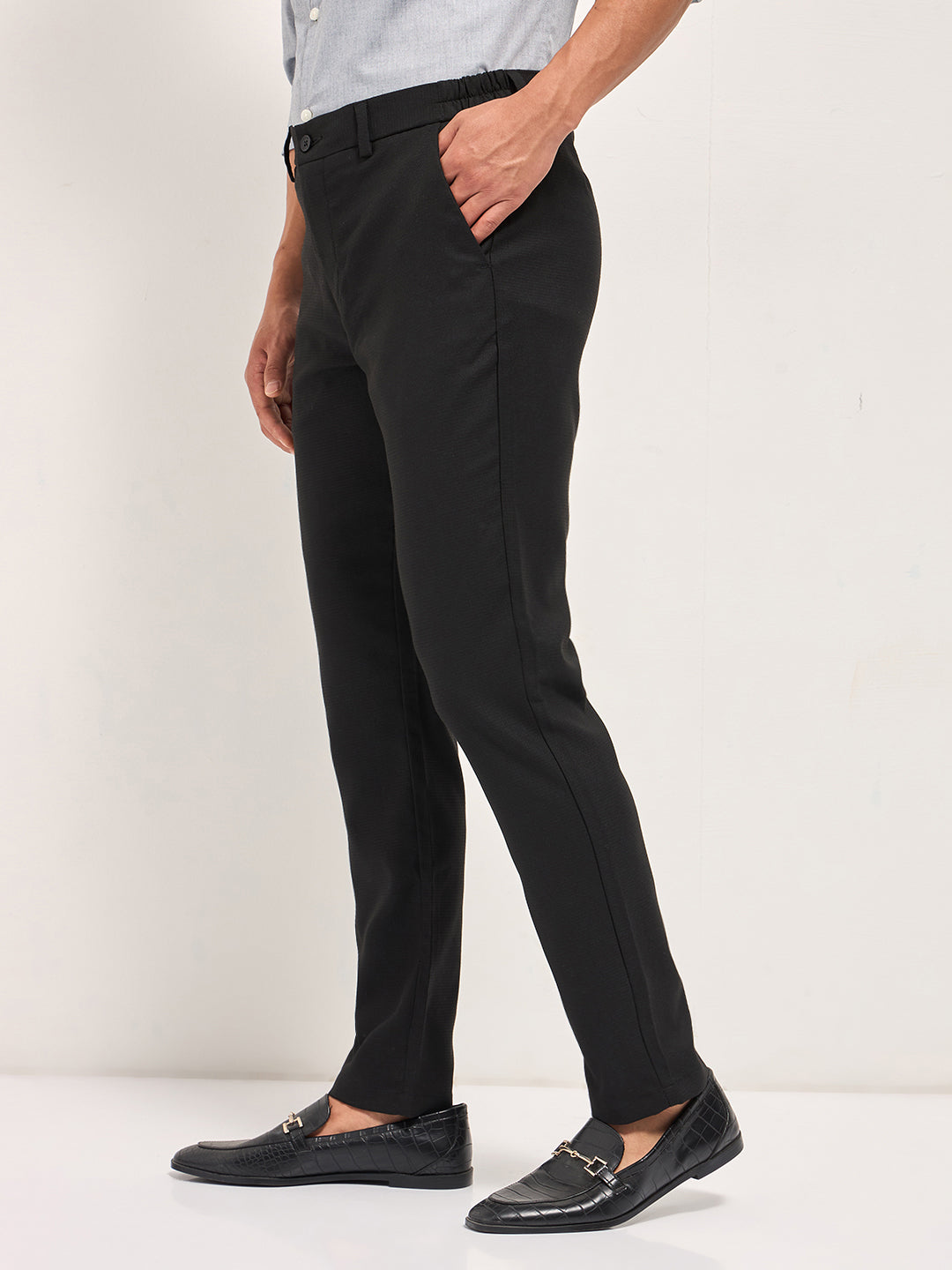 Men Black Slim Fit Formal Trousers