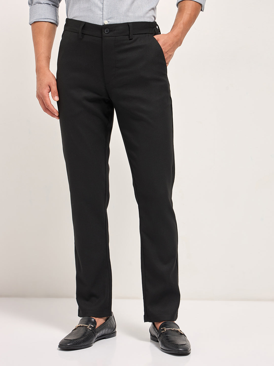 Men Black Slim Fit Formal Trousers