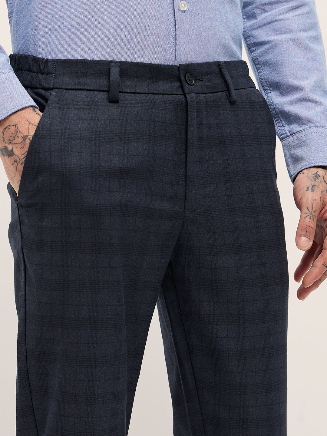 Men Blue Slim Fit Formal Trousers