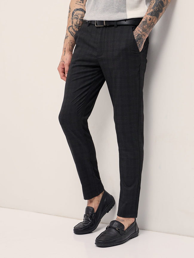 Men Black Slim Fit Formal Trousers
