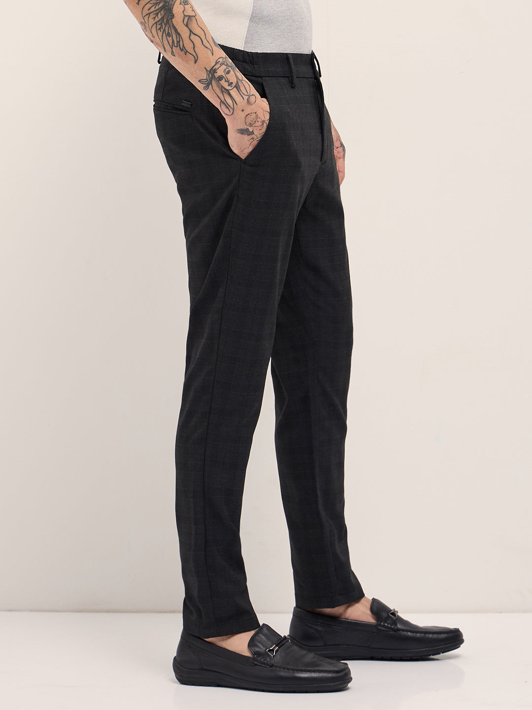 Men Black Slim Fit Formal Trousers