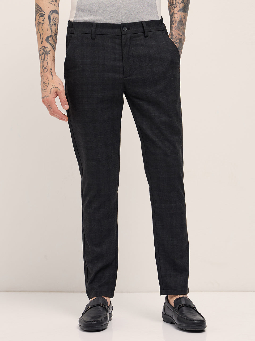 Men Black Slim Fit Formal Trousers