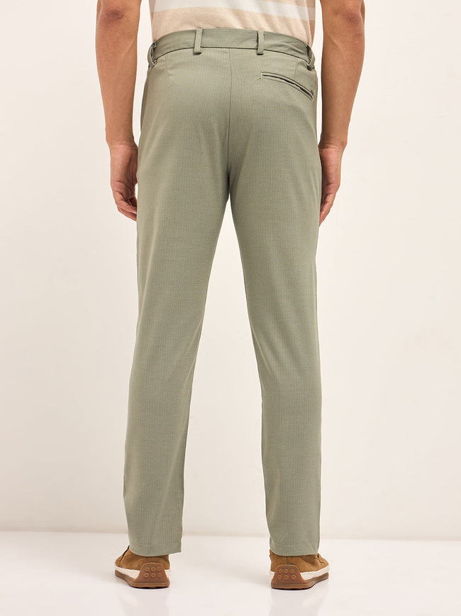 Men Green Slim Fit Formal Trousers