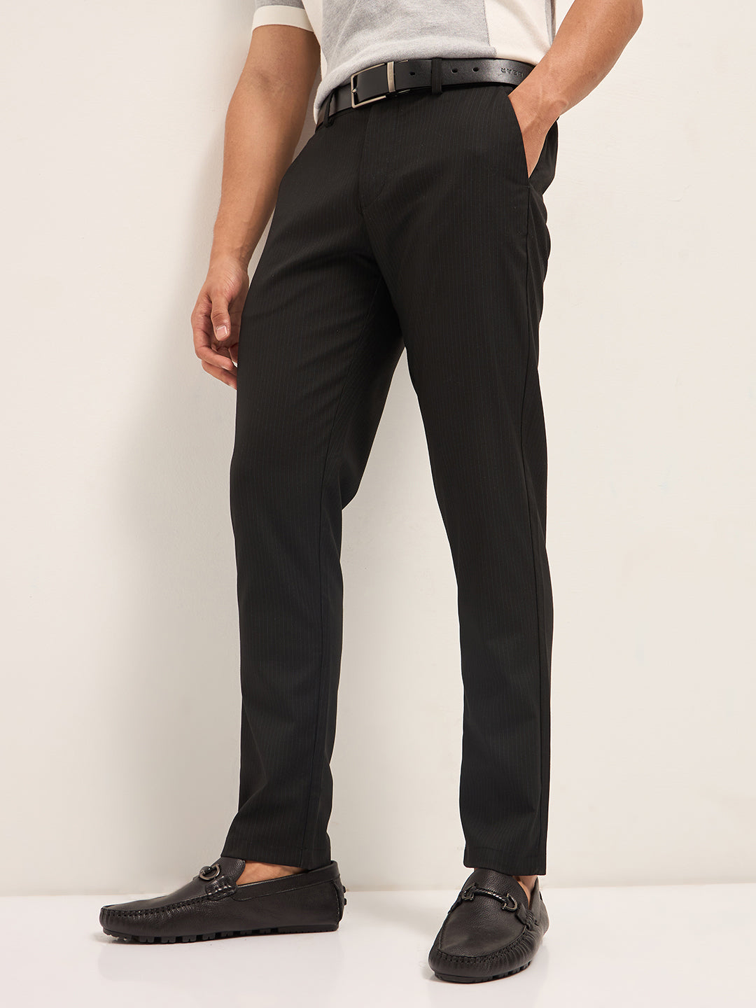Men Dark Brown Slim Fit Formal Trousers