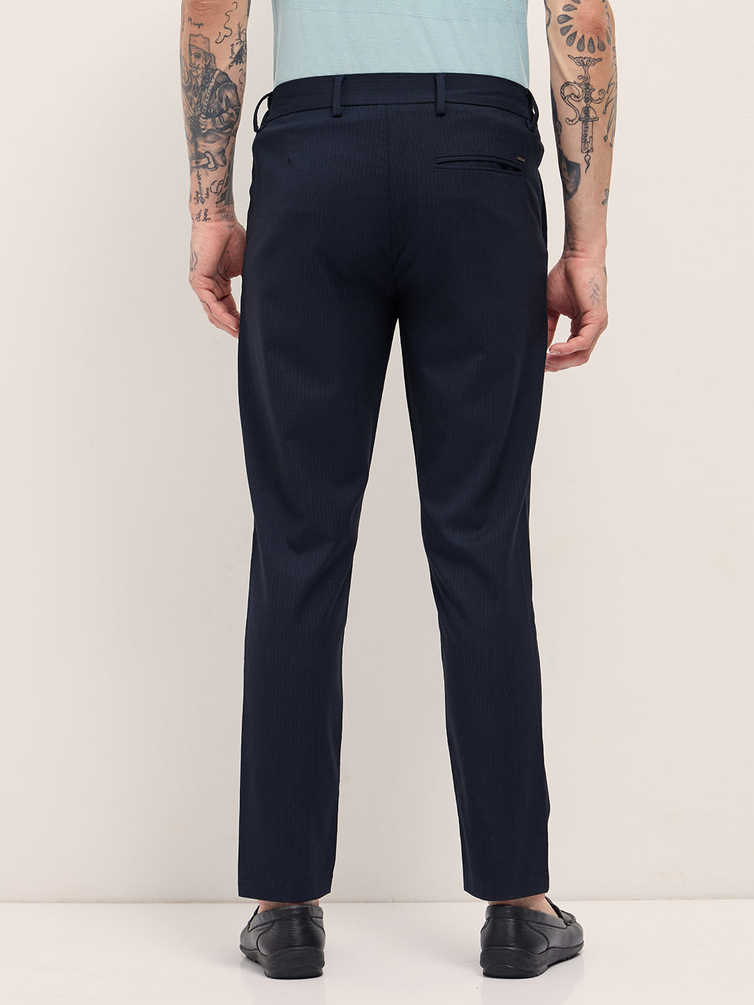 Men Blue Slim Fit Formal Trousers