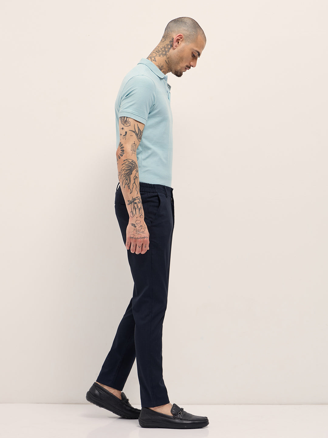 Men Blue Slim Fit Formal Trousers