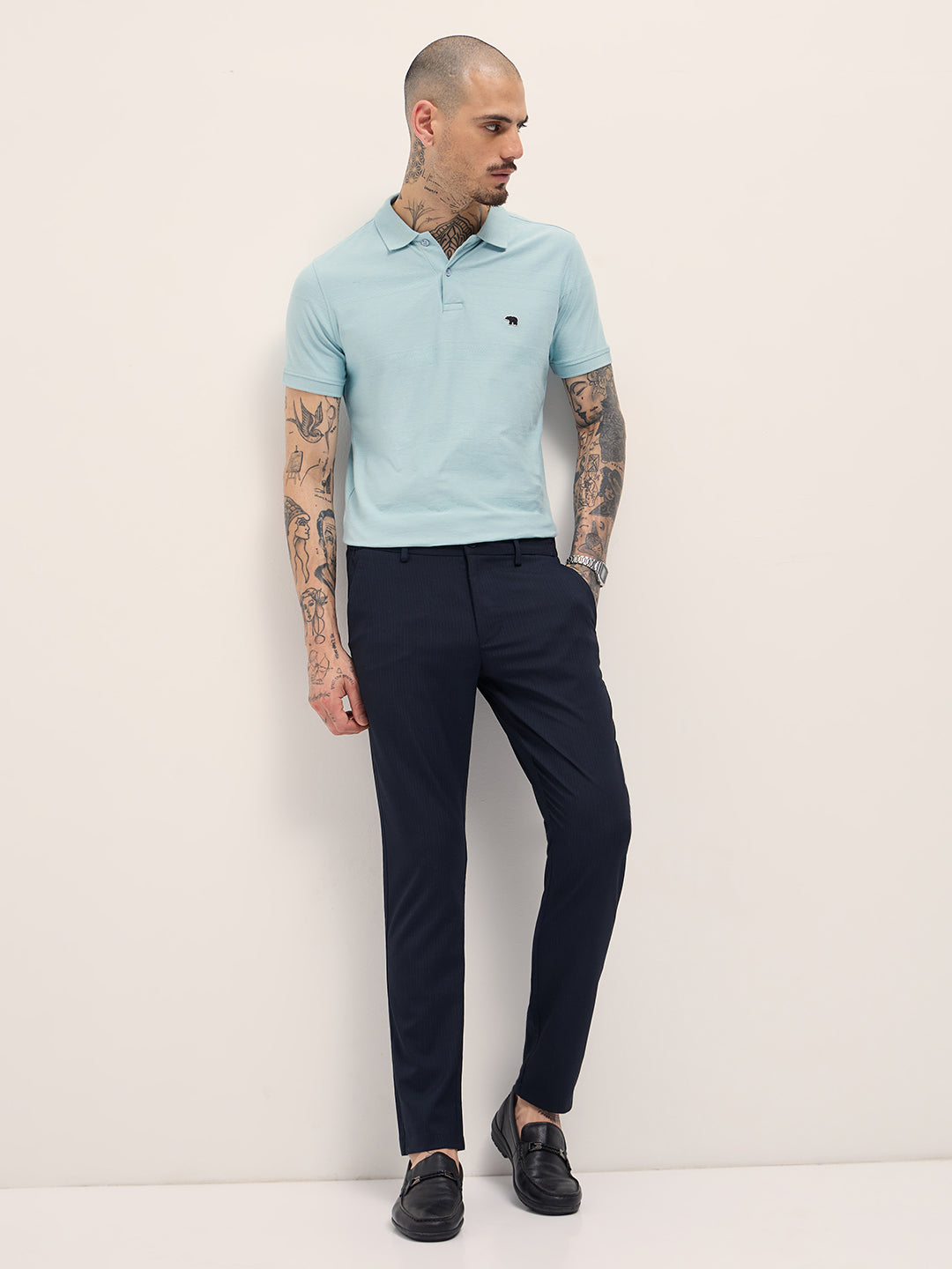 Men Blue Slim Fit Formal Trousers