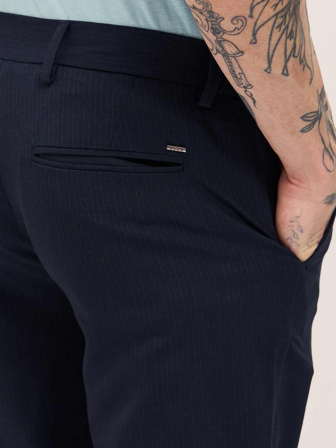 Men Blue Slim Fit Formal Trousers