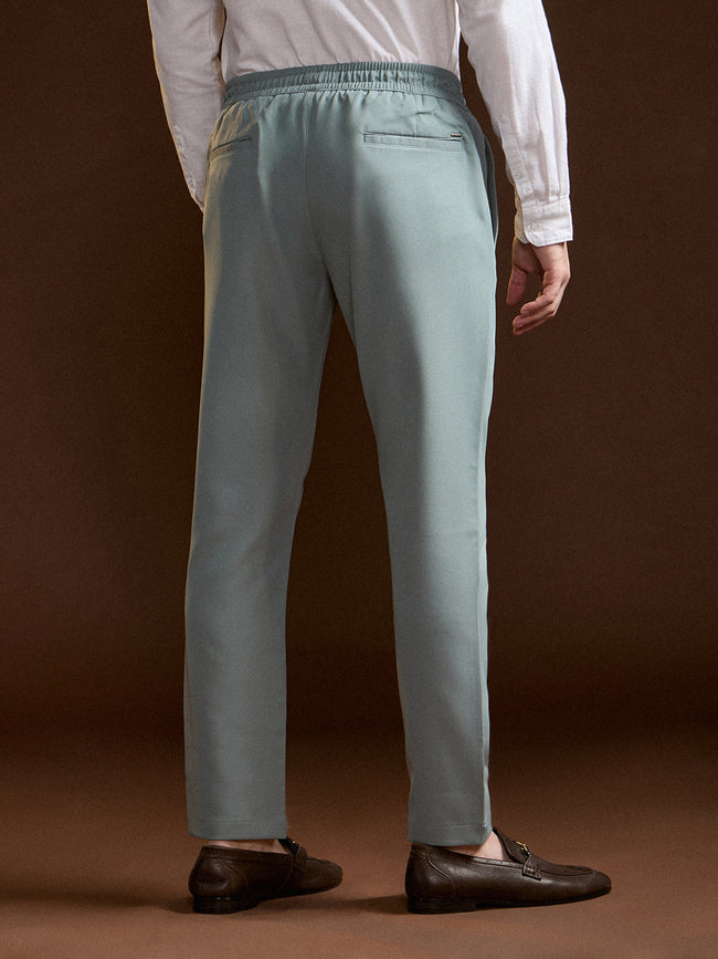 Men Light Green Slim Fit Formal Trouser