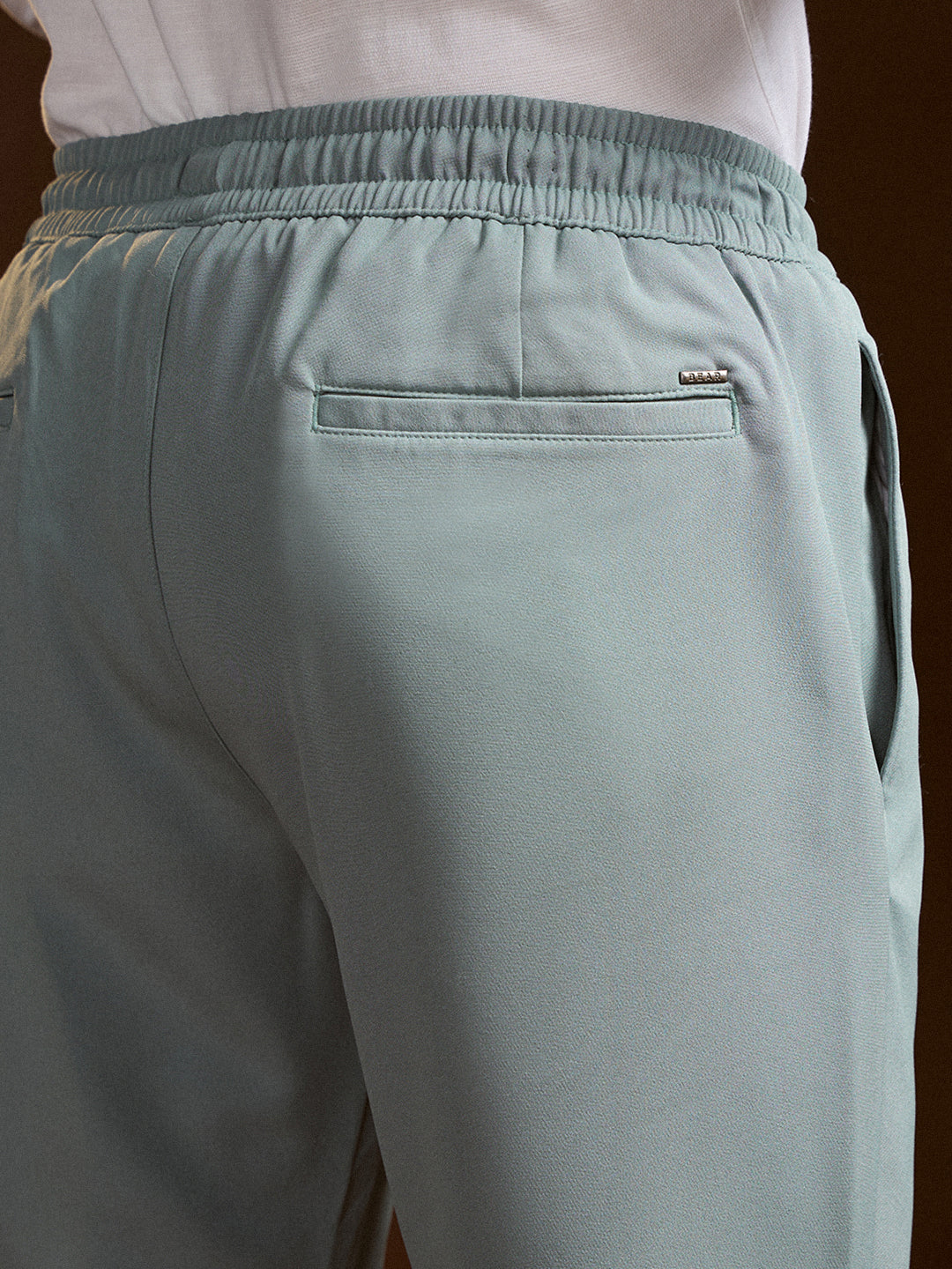 Men Light Green Slim Fit Formal Trouser