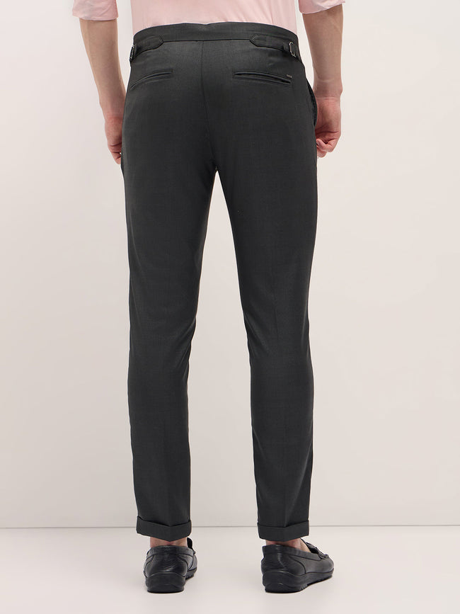 Men Charcoal Grey Slim Fit Formal Trouser