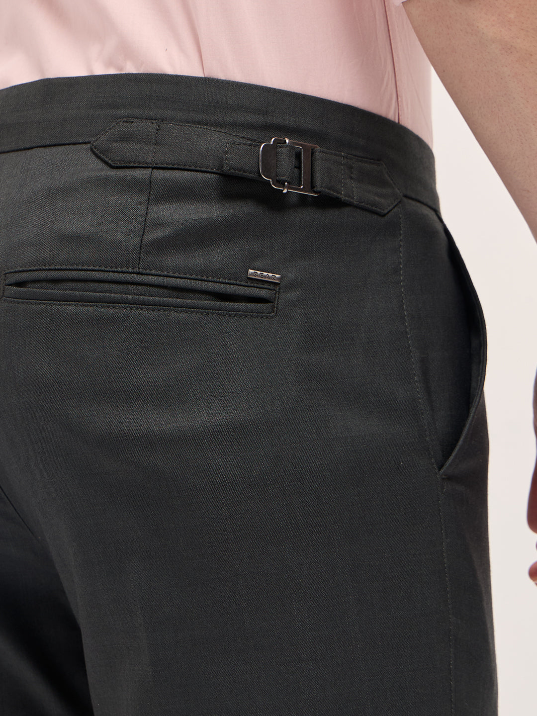 Men Charcoal Grey Slim Fit Formal Trouser
