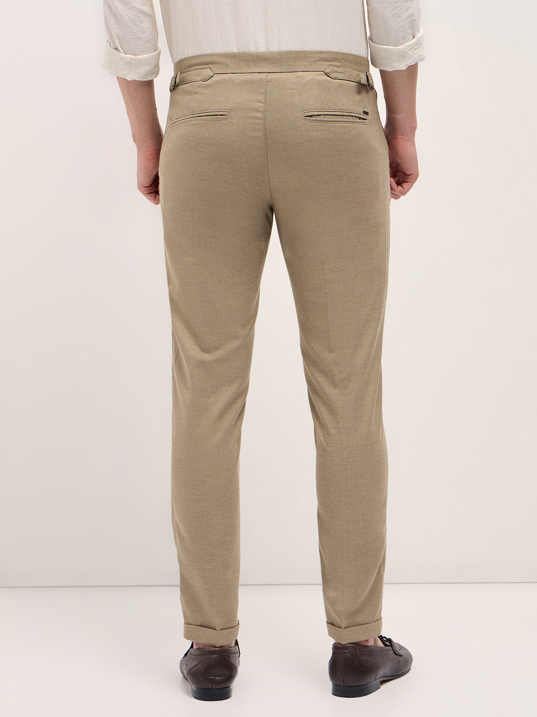 Men Beige Slim Fit Formal Trouser