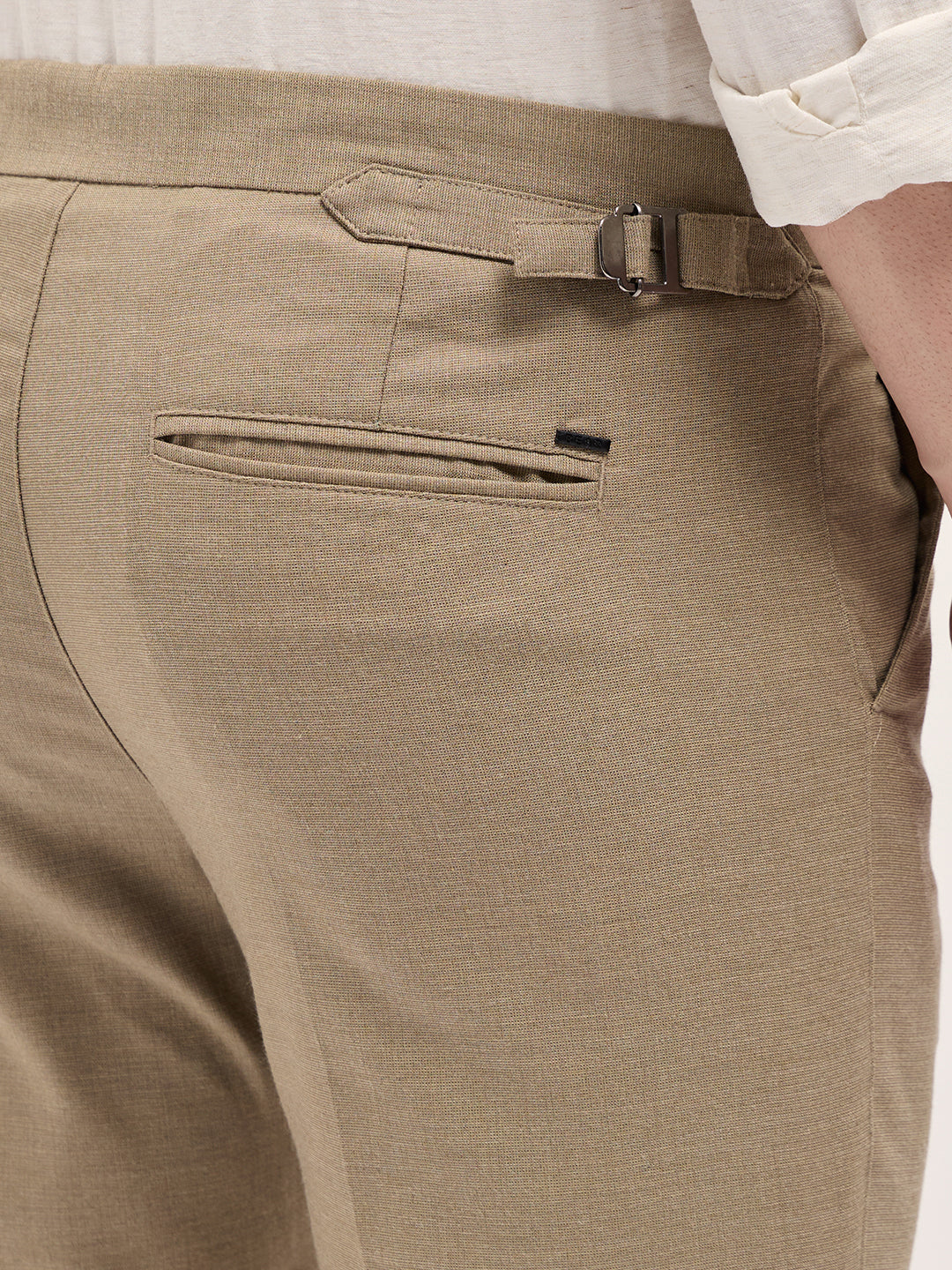 Men Beige Slim Fit Formal Trouser