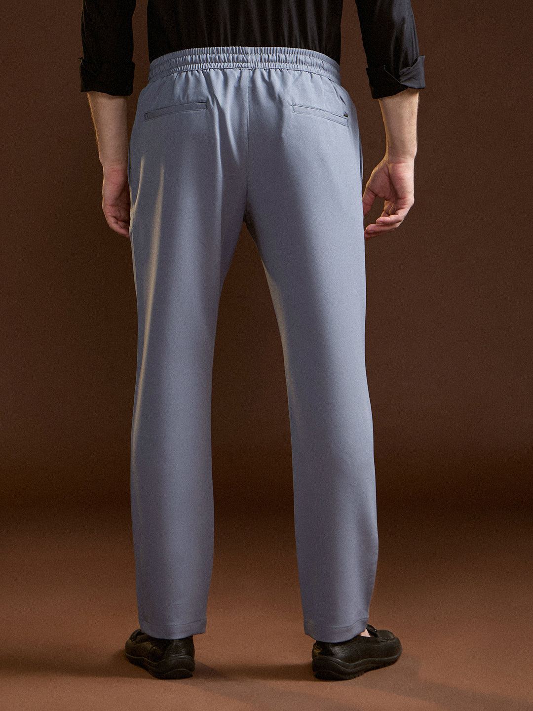 Men Light Blue Slim Fit Formal Trouser