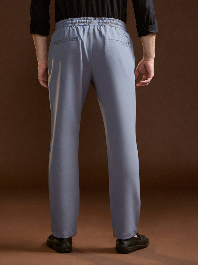 Men Light Blue Slim Fit Formal Trouser