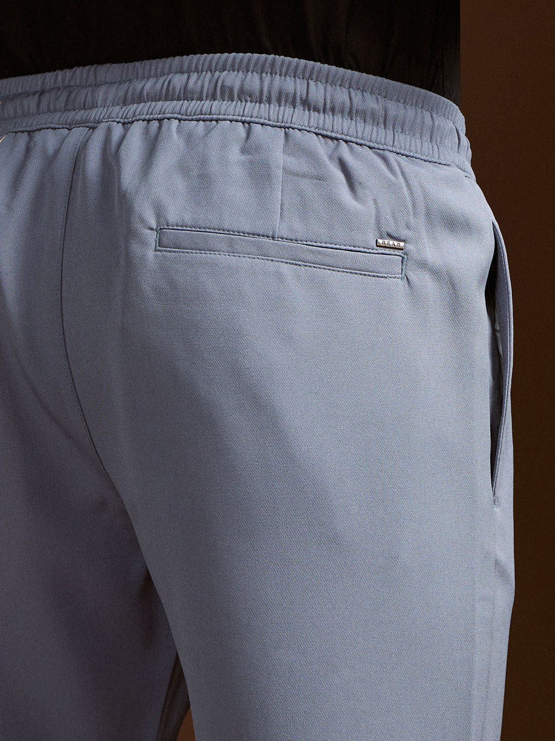 Men Light Blue Slim Fit Formal Trouser