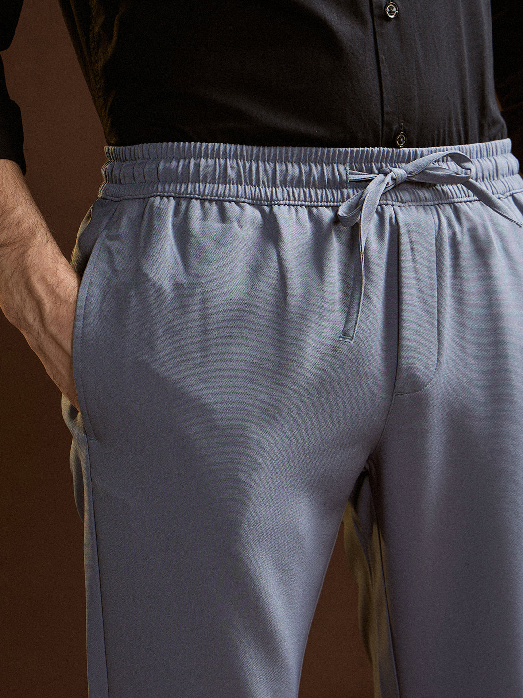 Men Light Blue Slim Fit Formal Trouser