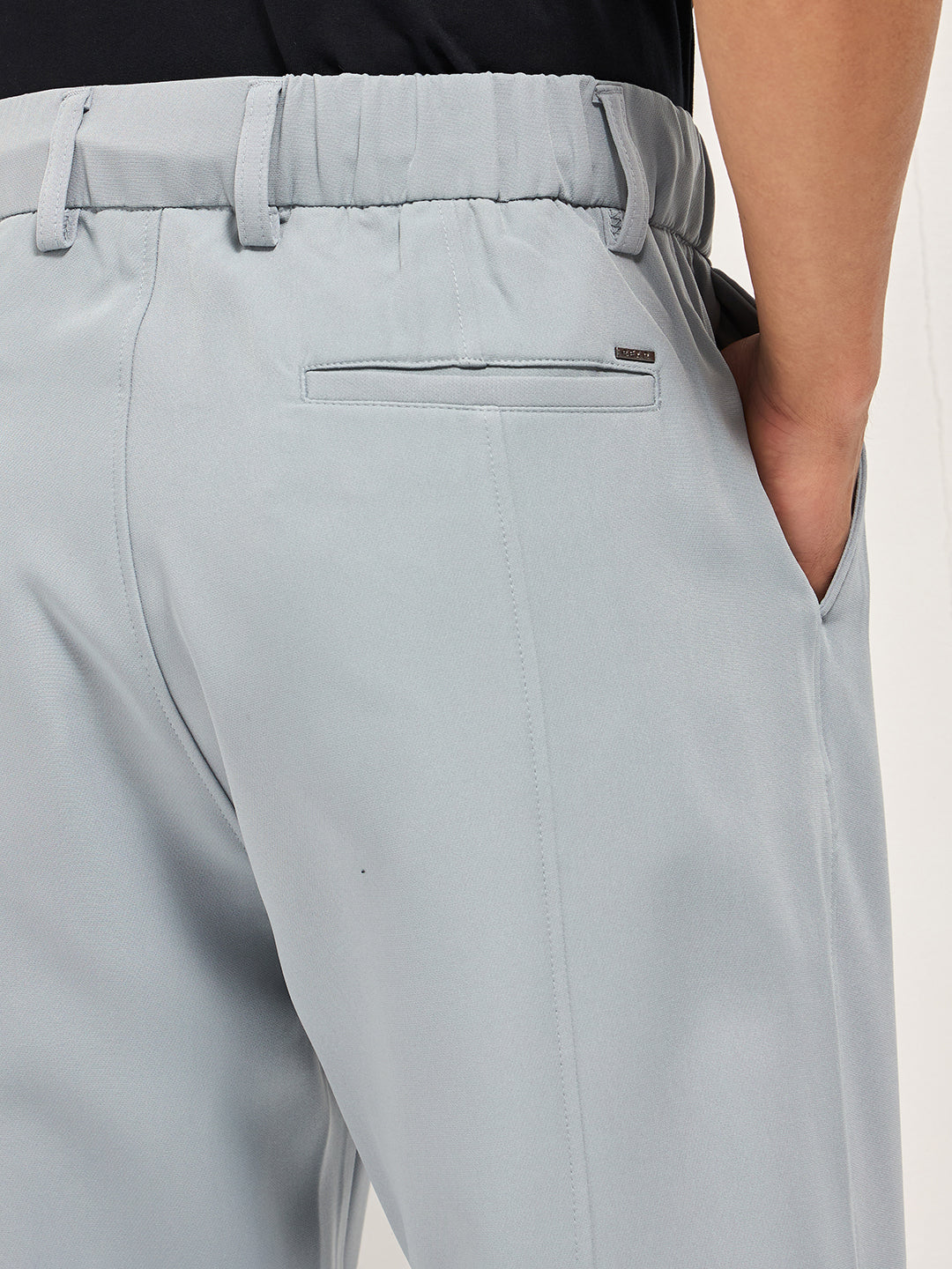 Men Grey Baggy Fit Polyester Blend Trousers