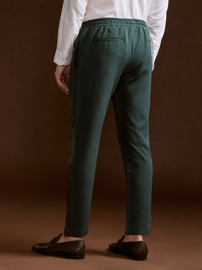 Men Green Slim Fit Formal Trouser