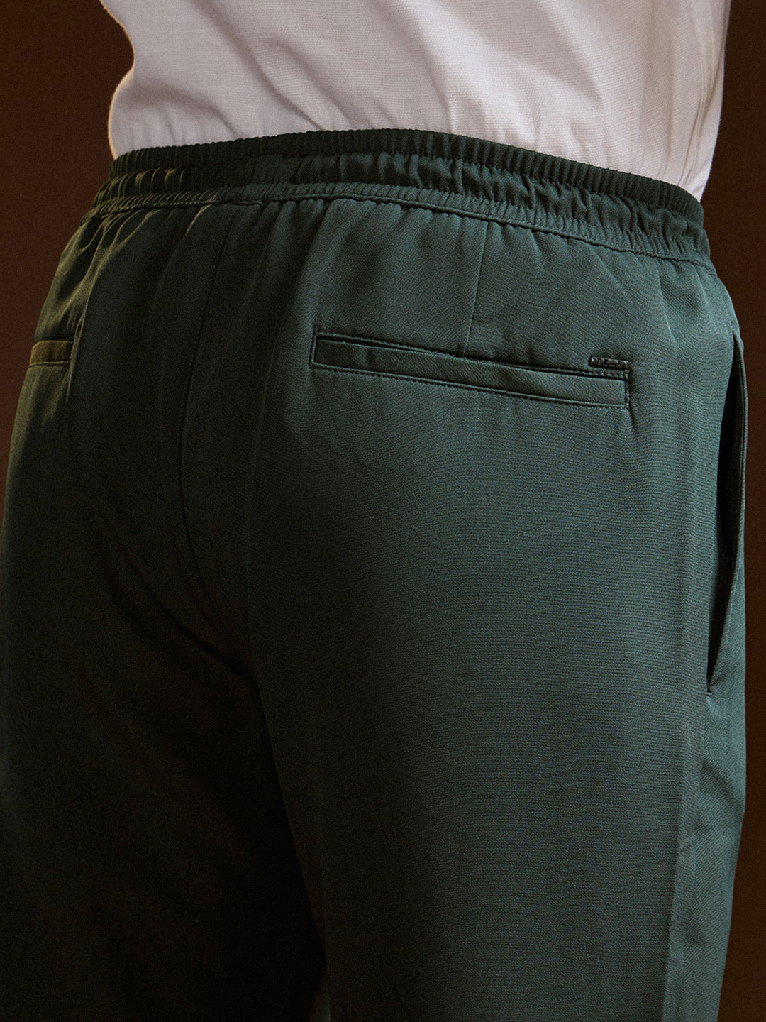Men Green Slim Fit Formal Trouser