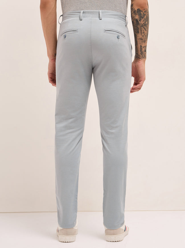 Men Cotton Solid Casual Trouser