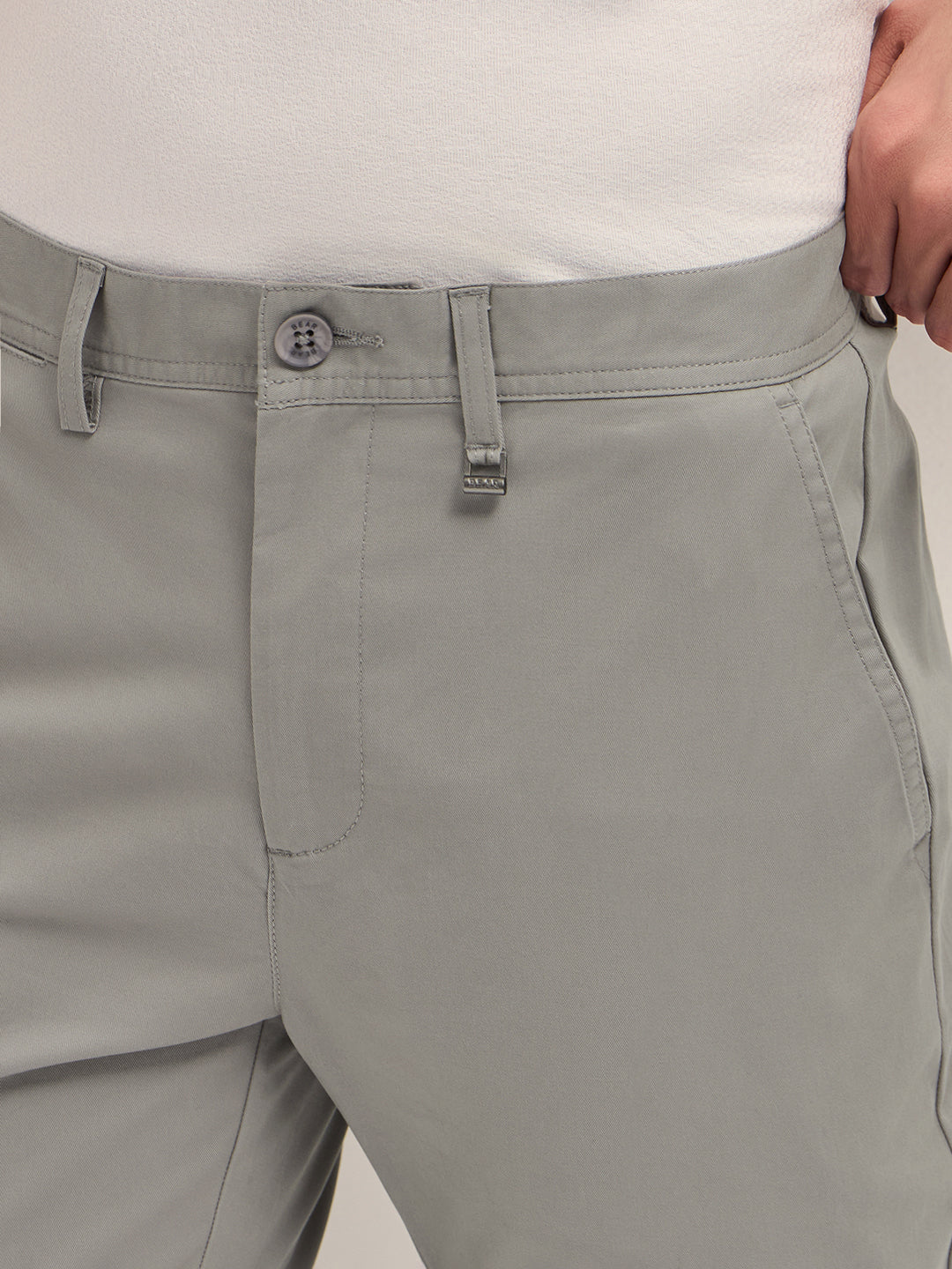 Men Solid Cotton Casual Trouser