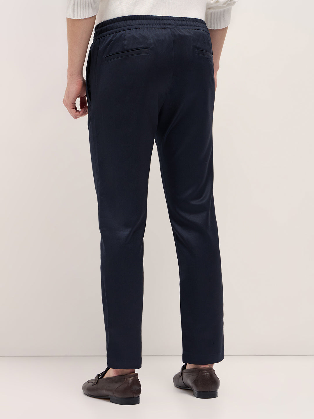 Men Navy Blue Slim Fit Formal Trouser