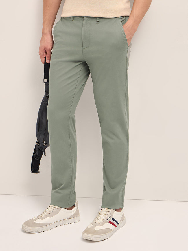 Men Solid Cotton Casual Trouser