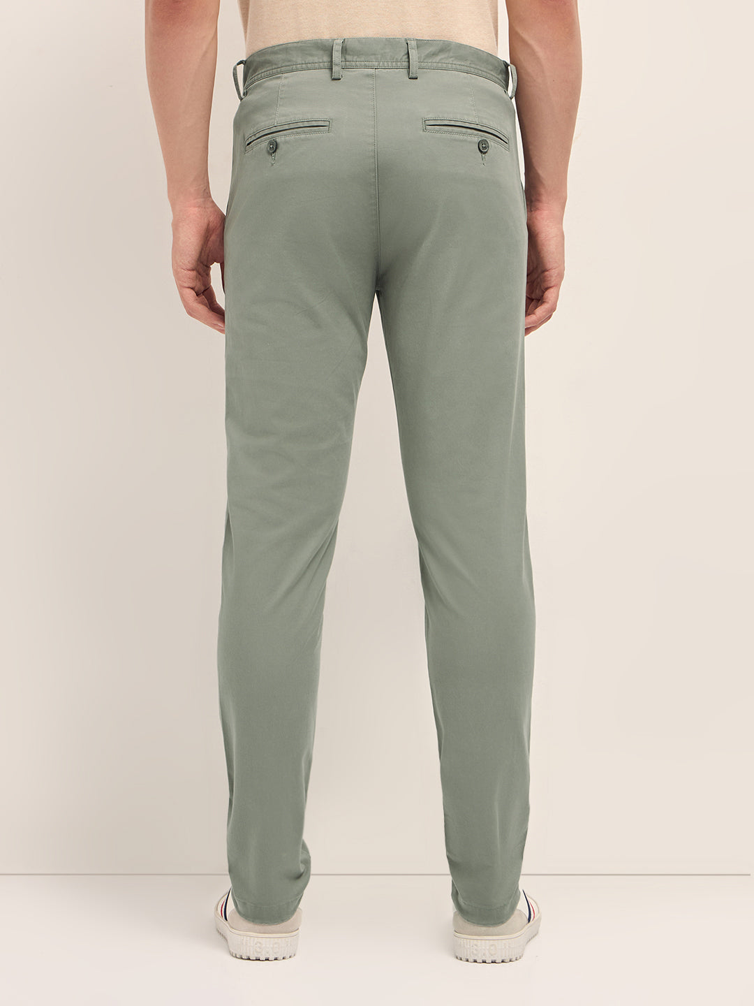 Men Solid Cotton Casual Trouser