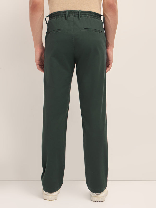 Men Solid Cotton Smart Fit Casual Trouser