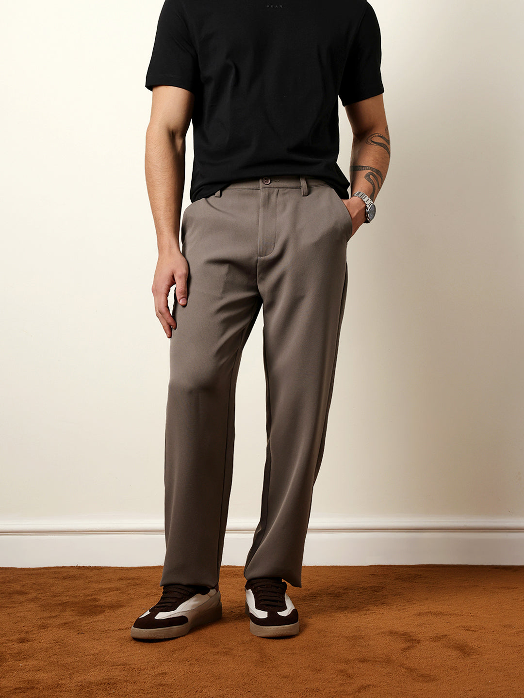Men Solid Casual Trouser