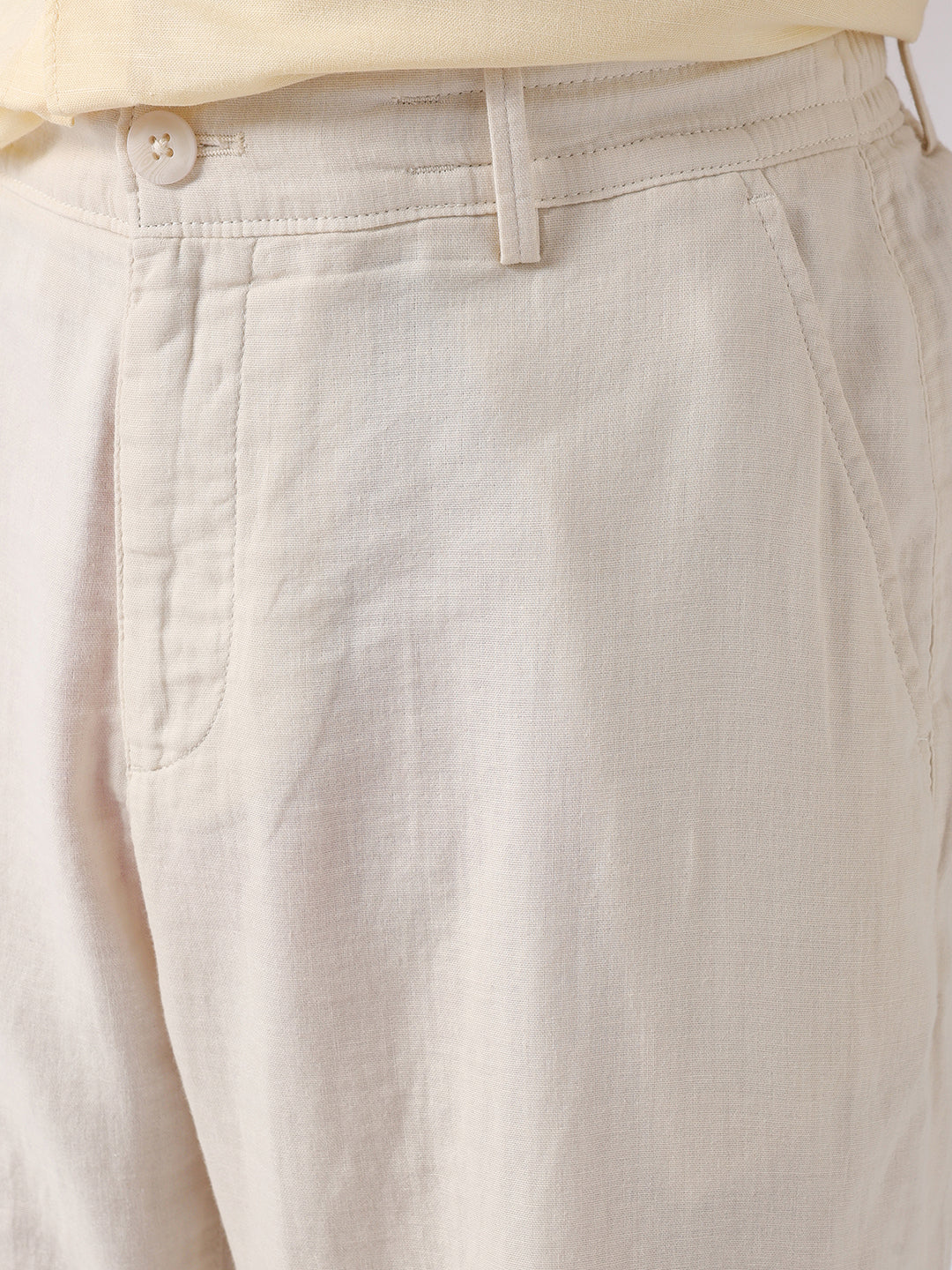 Men Beige Solid Casual Trouser