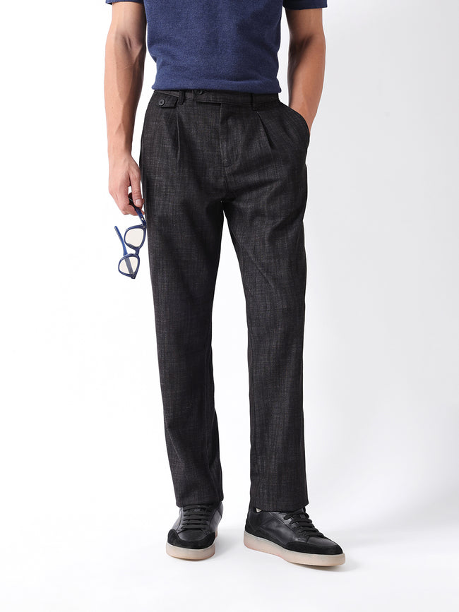 Men Black Solid Formal Trouser
