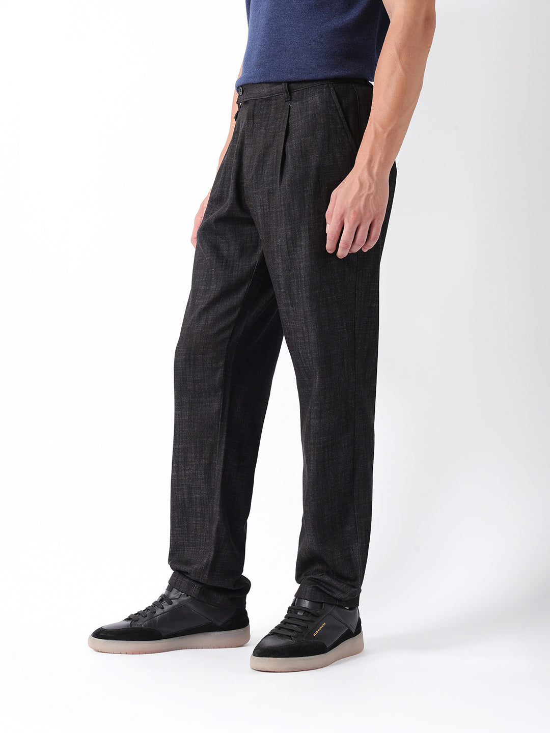 Men Black Solid Formal Trouser