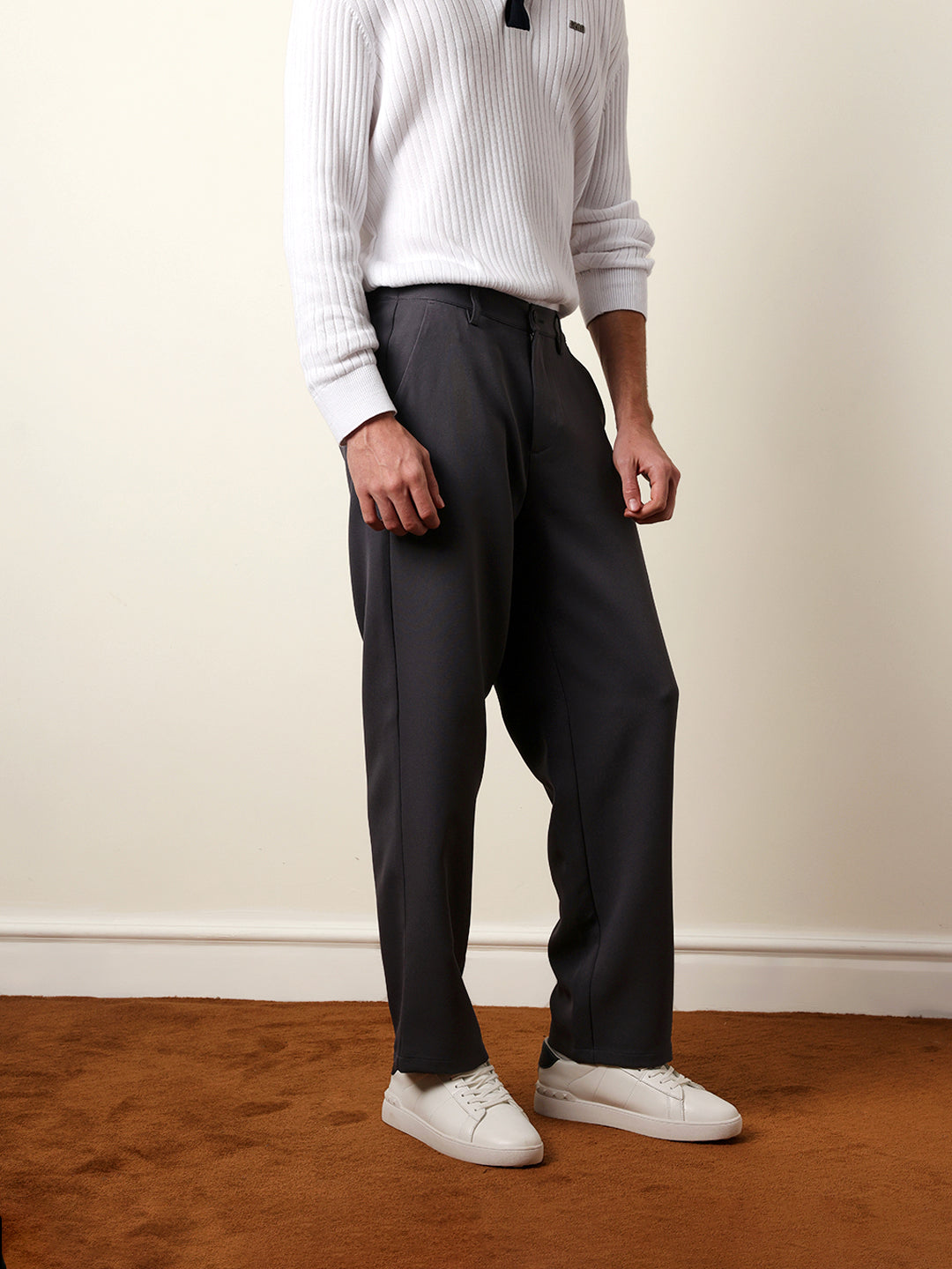 Men Solid Casual Trouser