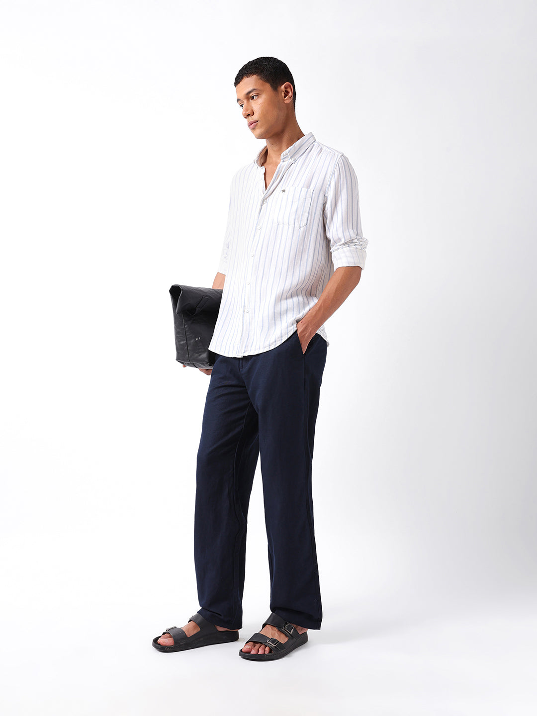 Men Navy Casual Trousers