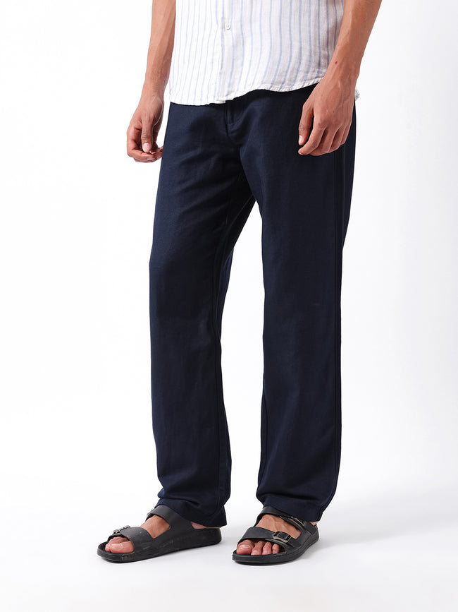 Men Navy Casual Trousers