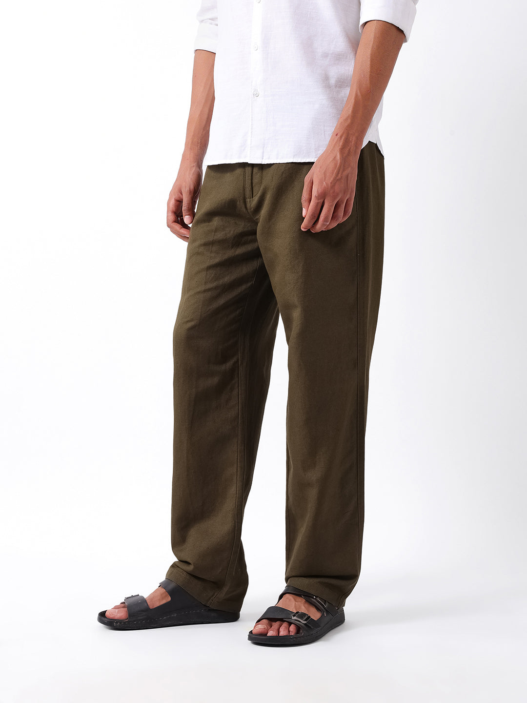Men Olive Casual Trousers