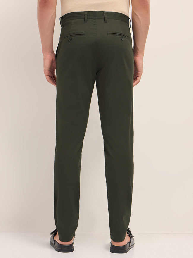 Men Solid Cotton Casual Trouser