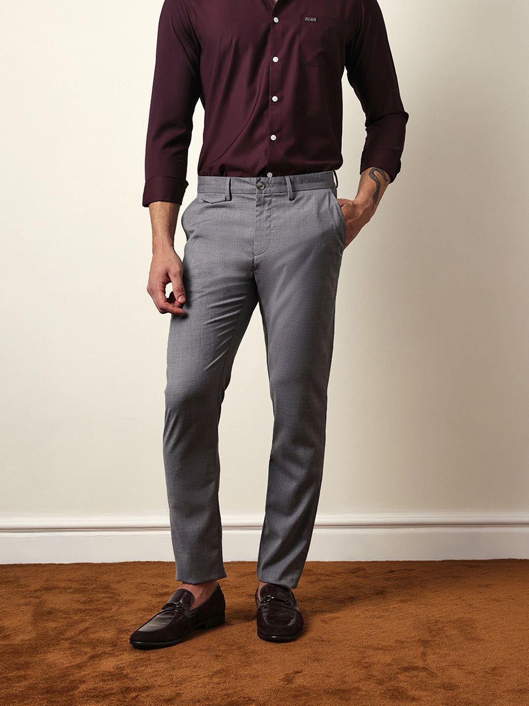 Men Solid Formal Trouser