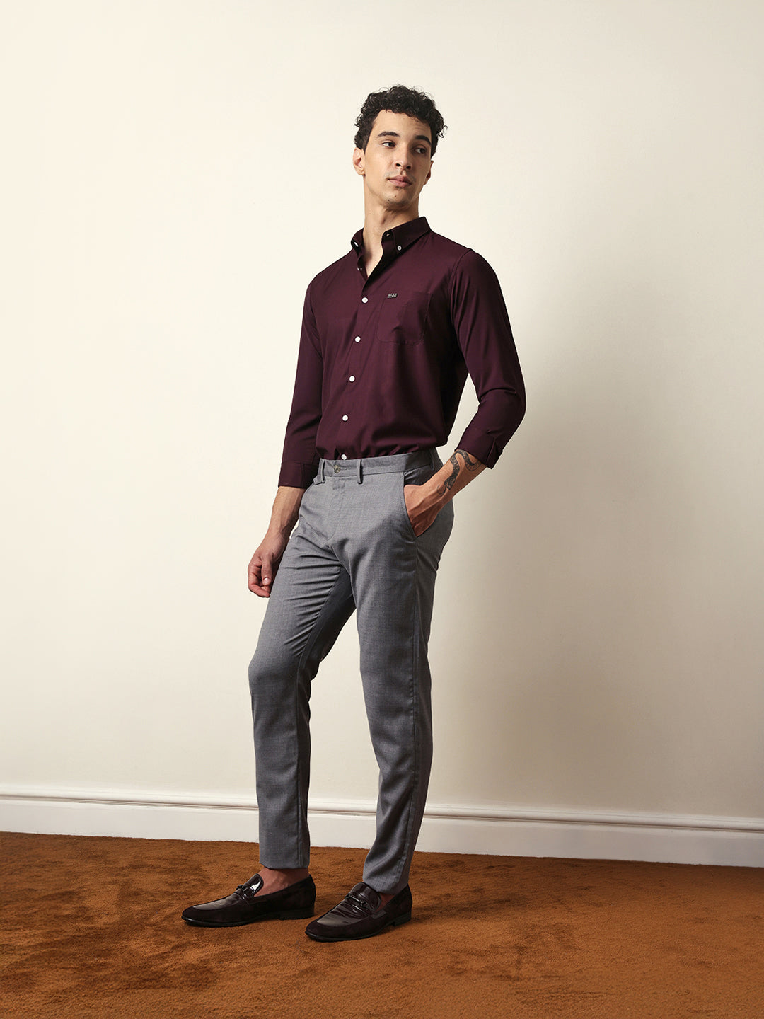 Men Solid Formal Trouser