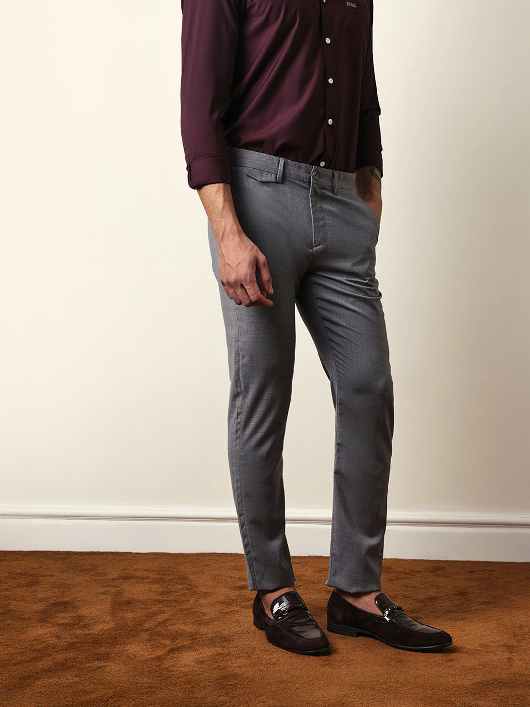 Men Solid Formal Trouser