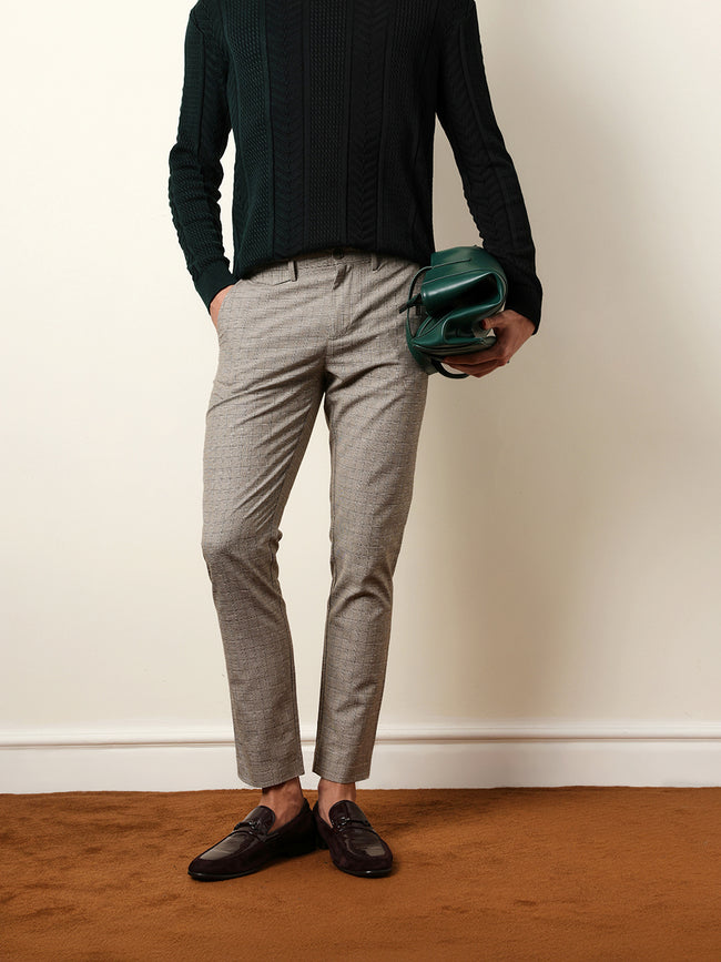 Men Woven Checked Formal Trouser