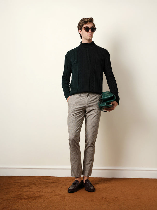 Men Woven Checked Formal Trouser