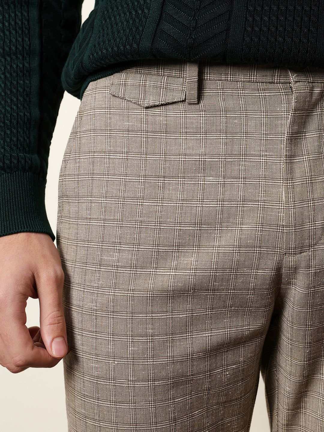Men Woven Checked Formal Trouser